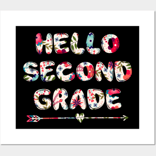 Floral Hello second 2nd grade team teacher stududent back to school Posters and Art